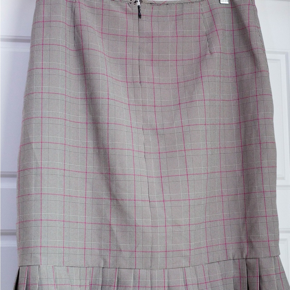 Pink and Gray Pleated Pencil Skirt for Work